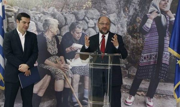 Ζωντανά οι κοινές δηλώσεις Τσίπρα-Σουλτς μετά τη συνάντησή τους