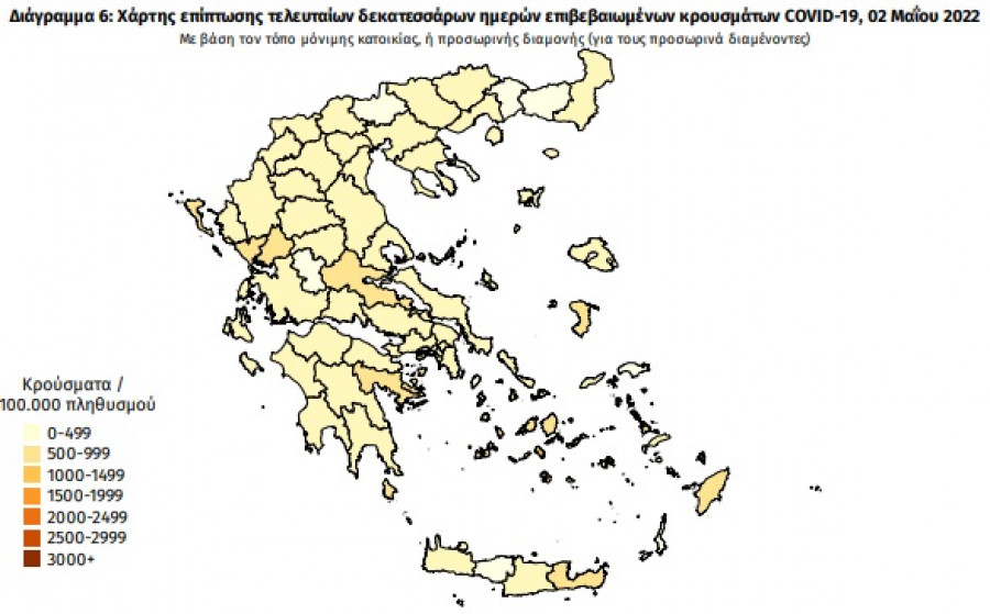 Διασπορά κρουσμάτων: 913 στην Αττική, 357 στη Θεσσαλονίκη