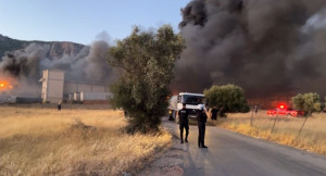 Μέγαρα: Μεγάλη φωτιά σε εργοστάσιο πλαστικών - Ήχησε το 112