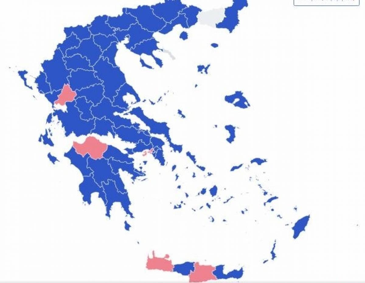 ΝΔ: Επικράτησε σε 12 από 13 περιφέρειες στον πρώτο γύρο