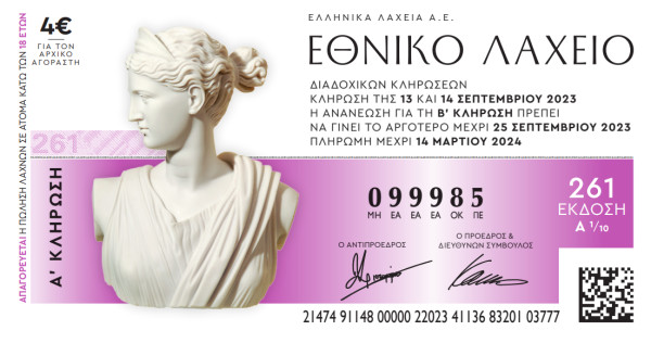 Εθνικό Λαχείο: Εγγυημένο έπαθλο €1.000.000 στον πρώτο λαχνό και πολλά ενδιάμεσα κέρδη
