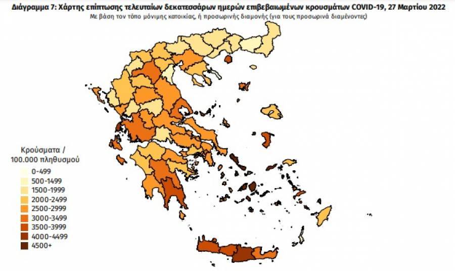 Διασπορά κρουσμάτων: 4.857 στην Αττική, 1.439 στη Θεσσαλονίκη