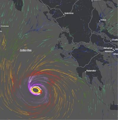 Πρόβλεψη για μεσογειακό κυκλώνα 12 μποφόρ στο νότιο Ιόνιο