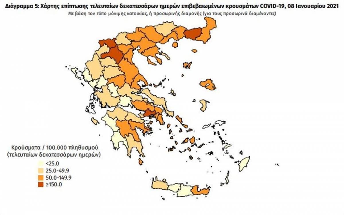 Αναλυτικά τα 721 νέα κρούσματα ανά Περιφερειακή Ενότητα-Ψηλά η Αττική