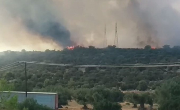 Φωτιά στη Μάνδρα: Εκκενώνονται οικισμοί