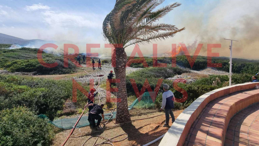 Κρήτη: Ανεξέλεγκτη φωτιά στα Μάλια- Πνέουν ισχυροί άνεμοι