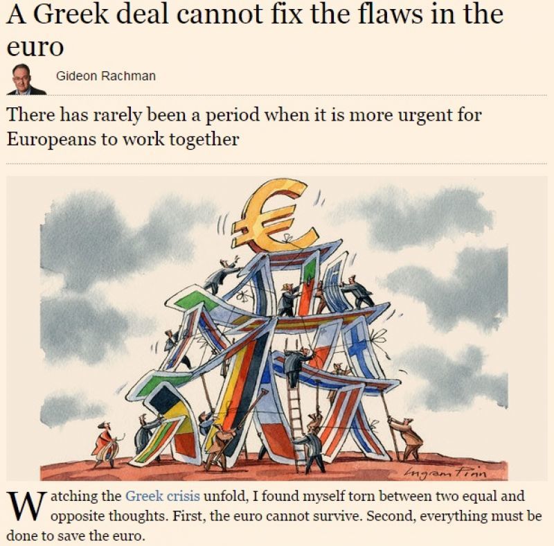 FT: Η συμφωνία ανακουφίζει, αλλά δε σώζει το ευρώ