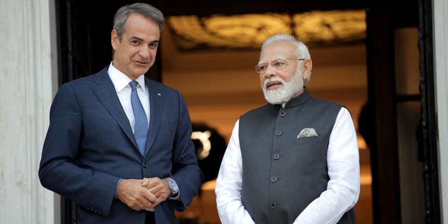 Ο Πρωθυπουργός Κυριάκος Μητσοτάκης και ο Ινδός ομόλογός του, Ναρέντρα Μόντι