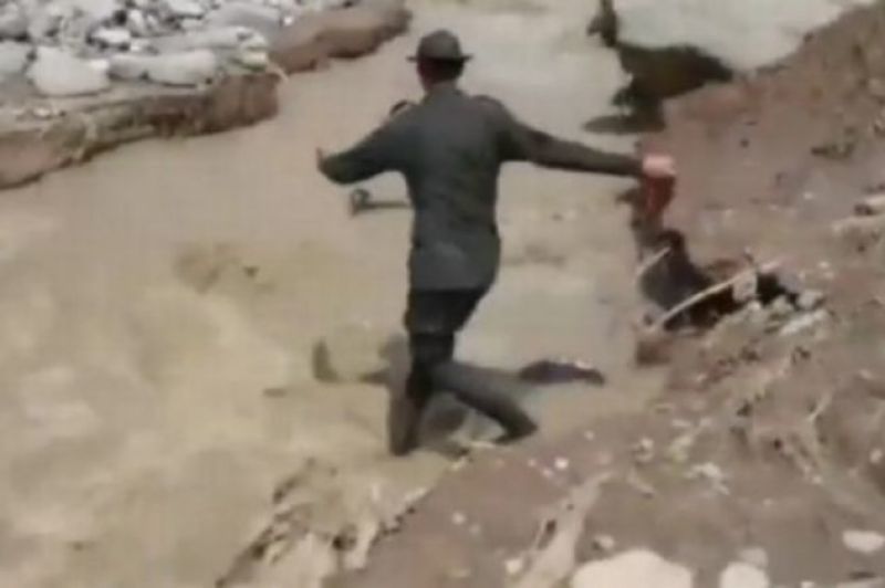 Viral video: Συγκλονιστική διάσωση σκύλου από ορμητικό χείμαρρο!