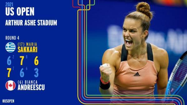 Σάκκαρη: Πρόκριση στους «8» του US Open