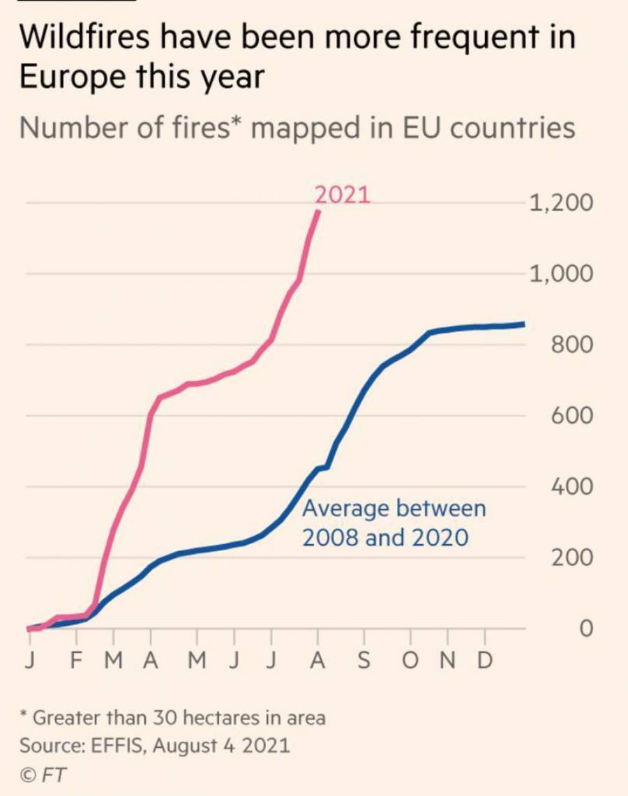 Financial Times: Έκρηξη δασικών πυρκαγιών στη Μεσόγειο