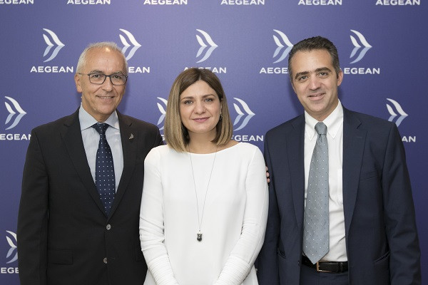 από αριστερά προς δεξιά: Δημήτρης Γερογιάννης, Διευθύνων Σύμβουλος - Πέπη Σταμάτη, Αναπληρώτρια Εμπορική Διευθύντρια Τιμολογιακής Πολιτικής και Δικτύου - Γιάννης Ράσογλου, Network Planning & Airline Partnerships Director
