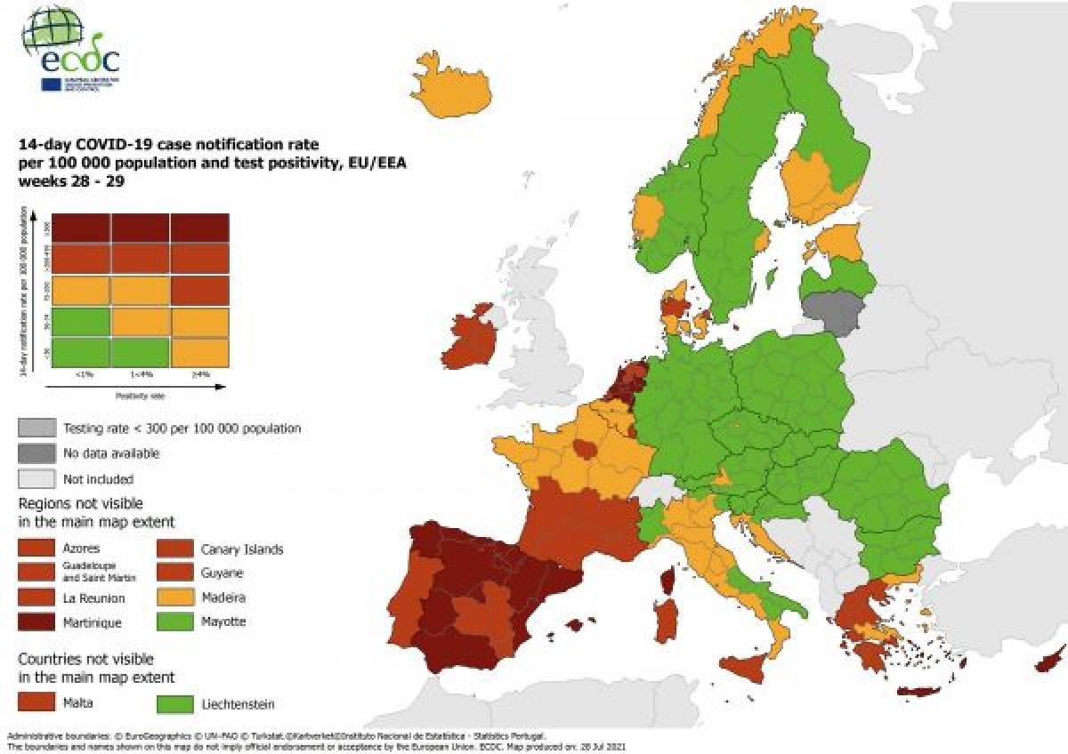 ECDC: «Κοκκίνισε» ξανά η Ελλάδα-Σε «βαθύ κόκκινο» Νότιο Αιγαίο, Κρήτη