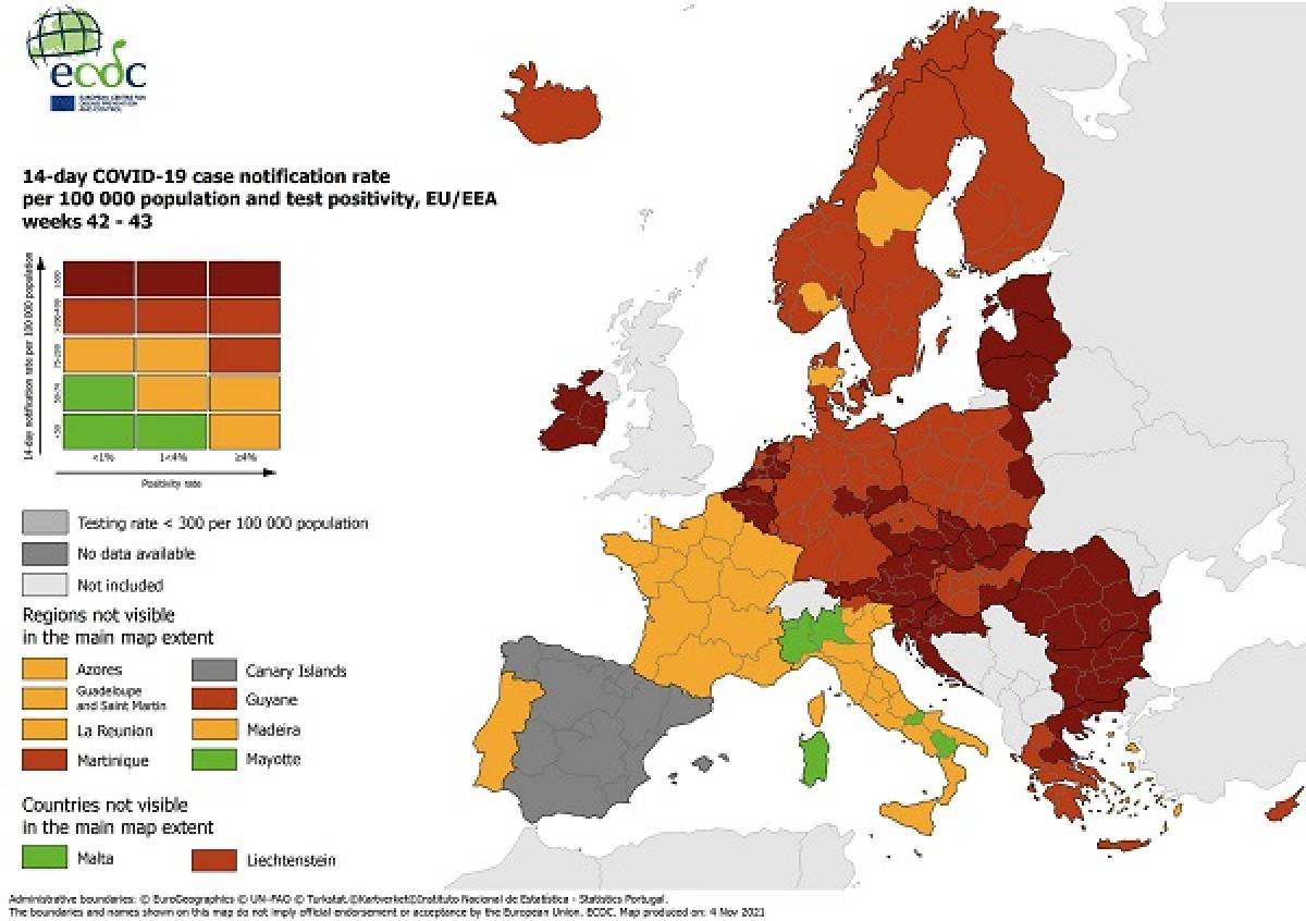 ECDC: «Κοκκίνησε» όλη η Ελλάδα-Ποιες περιοχές είναι στο «βαθύ κόκκινο»