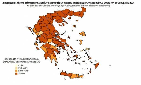 Διασπορά κρουσμάτων: 703 στην Αττική, 496 στη Θεσσαλονίκη, 258 στη Λάρισα