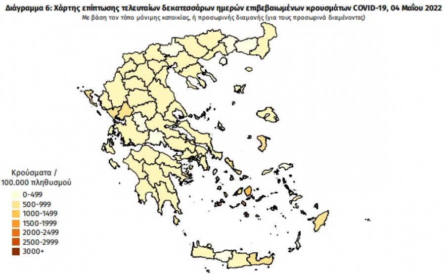 Διασπορά κρουσμάτων: 3.373 στην Αττική, 740 στη Θεσσαλονίκη