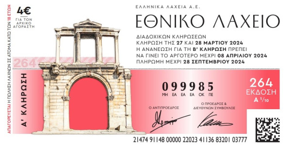 Διαθέσιμοι οι λαχνοί της νέας έκδοσης του Εθνικού Λαχείου