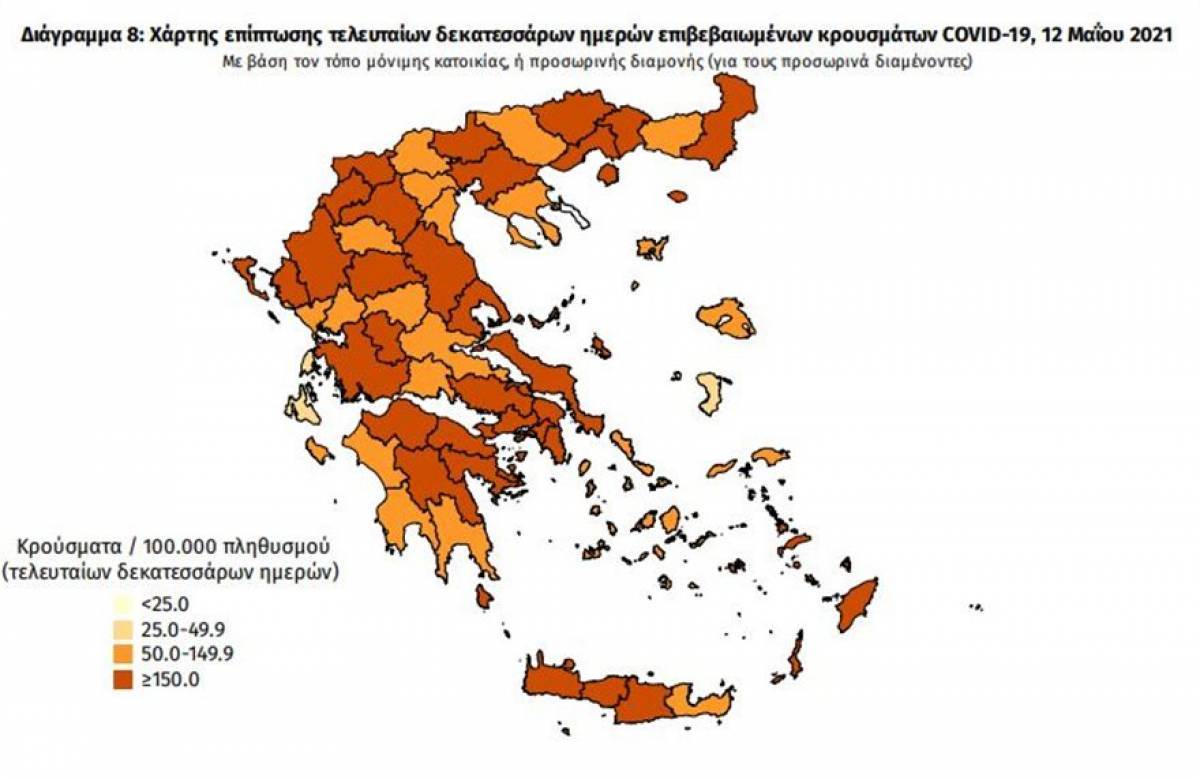 Διασπορά κρουσμάτων: Ποιες περιοχές βρίσκονται στο «κόκκινο»