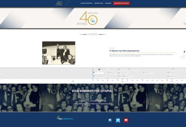 Εντυπωσιακή ψηφιακή αφήγηση της ιστορίας της ΝΔ σε επετειακή ιστοσελίδα για τα 40 χρόνια από την ίδρυσή της