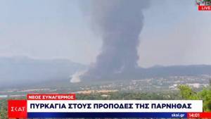 Φωτιά στη Βαρυμπόμπη: Αναζωπύρωση στις Αδάμες-Μήνυμα 112