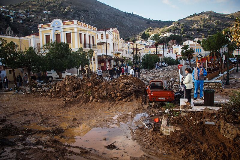 Σε κατάσταση έκτακτης ανάγκης η Σύμη, μετά την κακοκαιρία