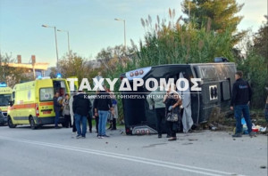 Ελιγμό για να αποφύγει σκύλο έκανε ο οδηγός του λεωφορείου που ανατράπηκε στον Βόλο