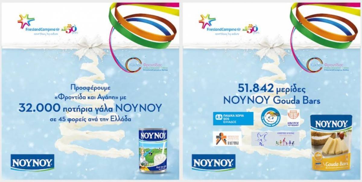 FrieslandCampina Hellas-NOYNOY:Με «Φροντίδα και Αγάπη» στο πλευρό όσων έχουν ανάγκη