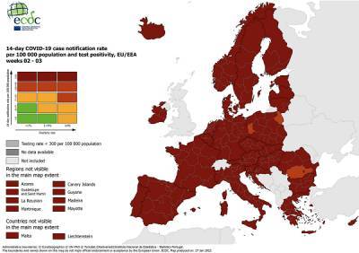 ECDC: Στο «βαθύ κόκκινο» παραμένει η Ελλάδα-Στο «κίτρινο» η θετικότητα